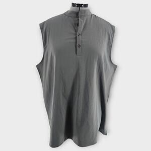 Coofandy Sleeveless Tank Men's XXL Gray casual Henley Top Summer Beach Shirt NWT